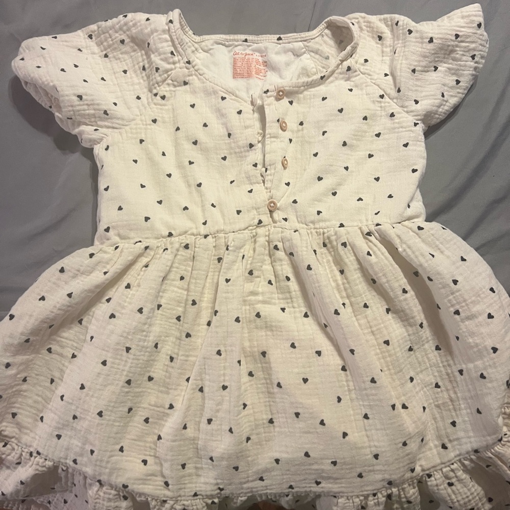 Old Navy White Dress with Black Heart Pattern